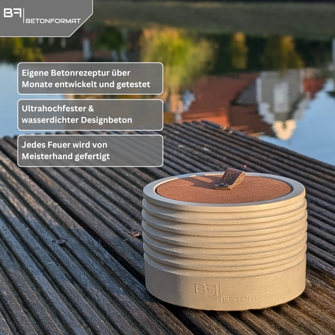 Kolbenfeuer aus ultrahochfestem Beton mit eigener Rezeptur